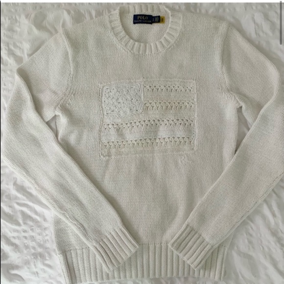 New Ralph Lauren American Flag White Sweater - Picture 2 of 11